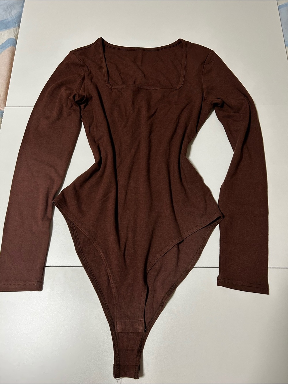 Amazon Women's Long Sleeve Square Neck Brown Bodysuit
